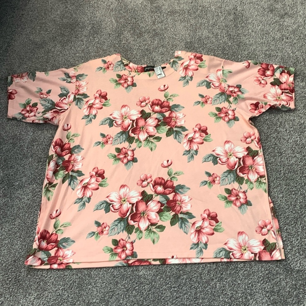 Jacque and Koko together peachy/pink floral top 26/28 NWT
